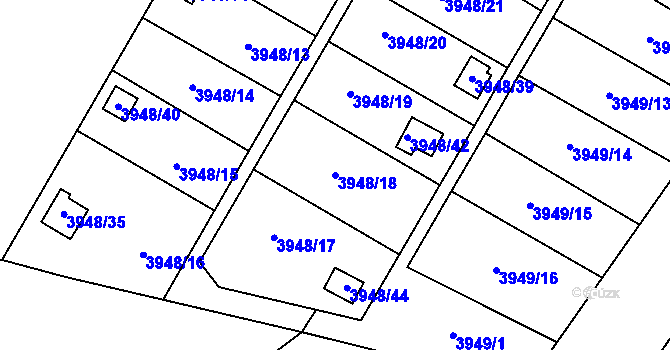 Parcela st. 3948/18 v KÚ Zubří, Katastrální mapa