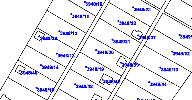Parcela st. 3948/20 v KÚ Zubří, Katastrální mapa