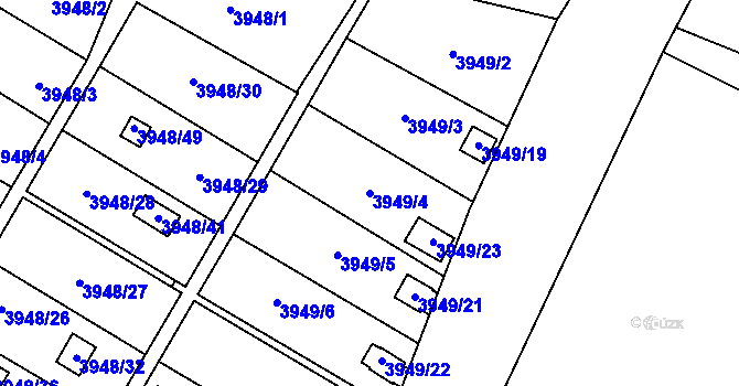 Parcela st. 3949/4 v KÚ Zubří, Katastrální mapa