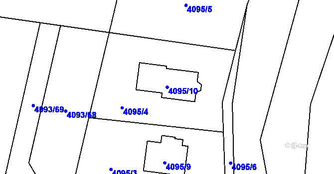 Parcela st. 4095/10 v KÚ Zubří, Katastrální mapa