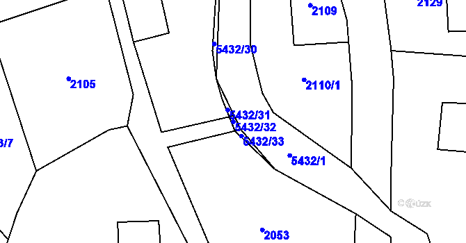 Parcela st. 5432/32 v KÚ Zubří, Katastrální mapa