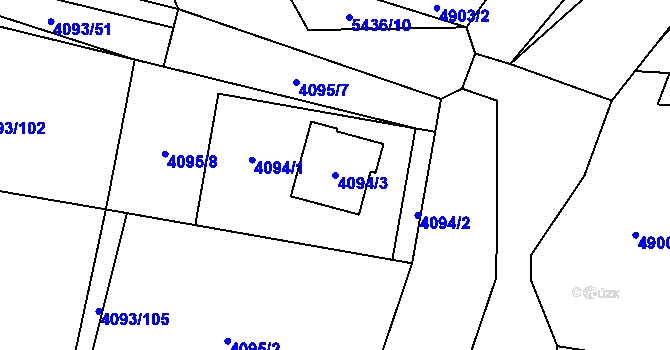 Parcela st. 4094/3 v KÚ Zubří, Katastrální mapa