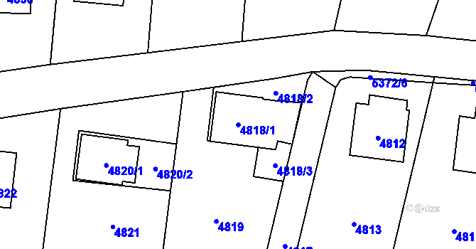 Parcela st. 4818/1 v KÚ Zubří, Katastrální mapa