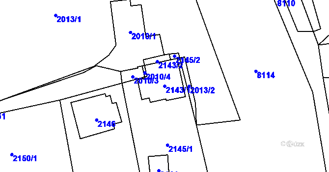 Parcela st. 2143/1 v KÚ Zubří, Katastrální mapa