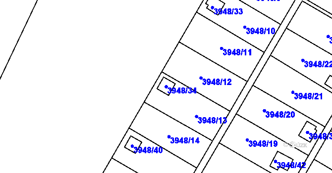Parcela st. 3948/34 v KÚ Zubří, Katastrální mapa