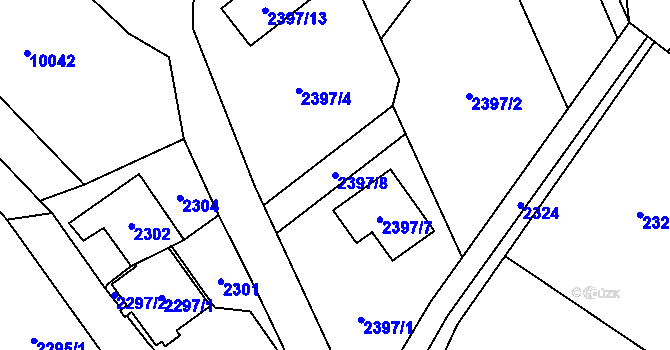Parcela st. 2397/8 v KÚ Zubří, Katastrální mapa