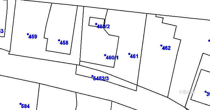 Parcela st. 460/1 v KÚ Zubří, Katastrální mapa