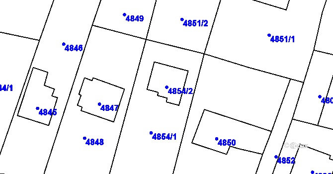 Parcela st. 4854/2 v KÚ Zubří, Katastrální mapa