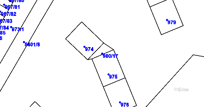 Parcela st. 980/17 v KÚ Zubří, Katastrální mapa