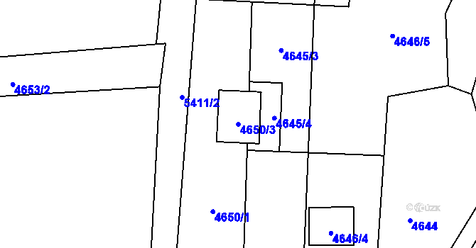 Parcela st. 4650/3 v KÚ Zubří, Katastrální mapa