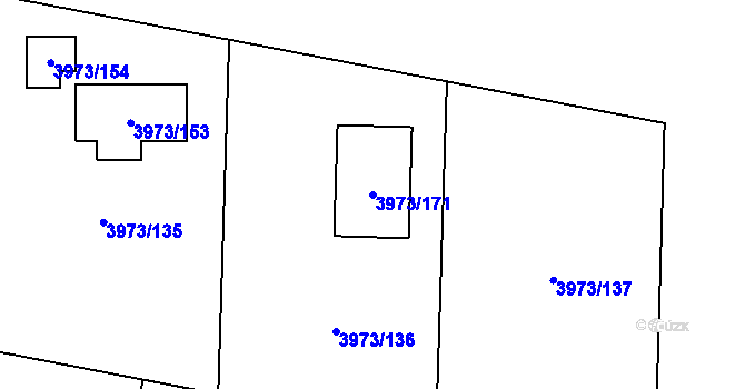 Parcela st. 3973/171 v KÚ Zubří, Katastrální mapa