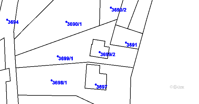 Parcela st. 3699/2 v KÚ Zubří, Katastrální mapa