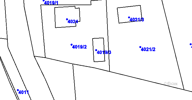 Parcela st. 4019/3 v KÚ Zubří, Katastrální mapa