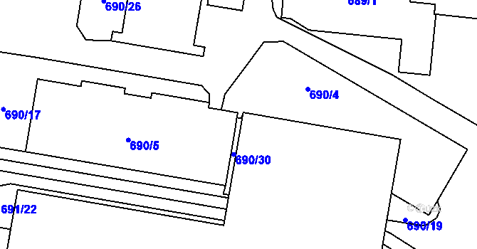 Parcela st. 690/29 v KÚ Zubří, Katastrální mapa