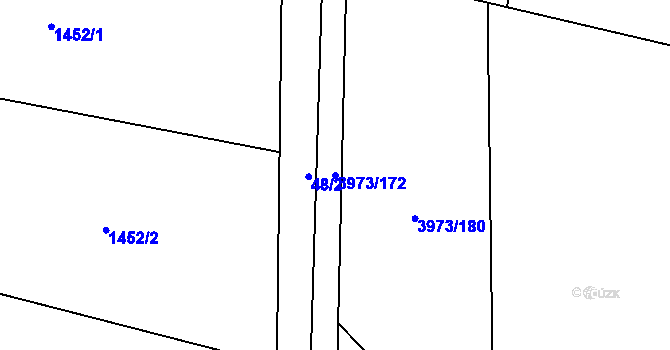 Parcela st. 3973/172 v KÚ Zubří, Katastrální mapa
