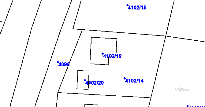 Parcela st. 4102/19 v KÚ Zubří, Katastrální mapa