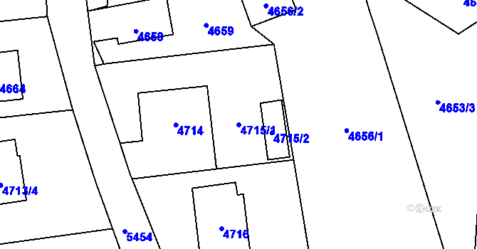 Parcela st. 4715/1 v KÚ Zubří, Katastrální mapa