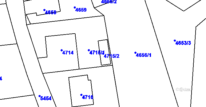 Parcela st. 4715/2 v KÚ Zubří, Katastrální mapa