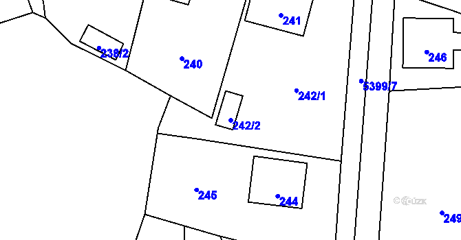 Parcela st. 242/2 v KÚ Zubří, Katastrální mapa