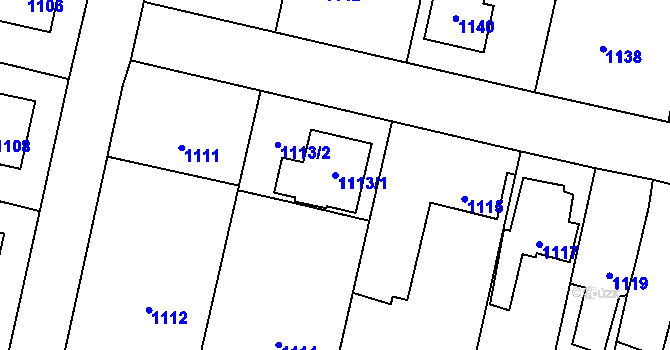 Parcela st. 1113/1 v KÚ Zubří, Katastrální mapa