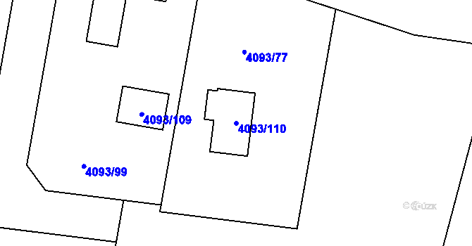 Parcela st. 4093/110 v KÚ Zubří, Katastrální mapa