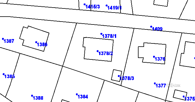 Parcela st. 1378/2 v KÚ Zubří, Katastrální mapa