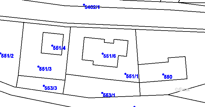 Parcela st. 551/6 v KÚ Zubří, Katastrální mapa