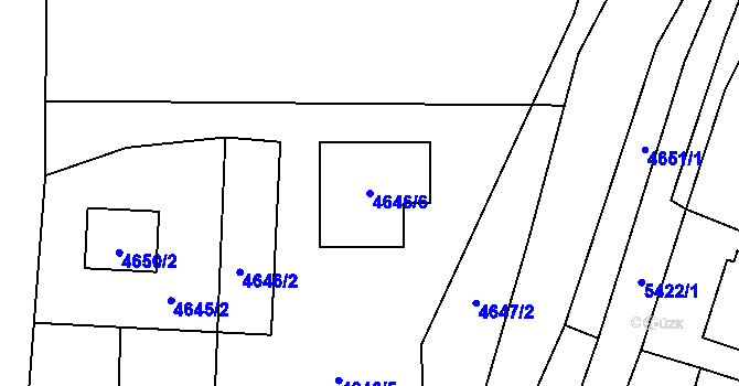 Parcela st. 4646/6 v KÚ Zubří, Katastrální mapa