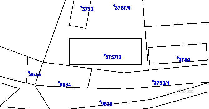 Parcela st. 3757/8 v KÚ Zubří, Katastrální mapa