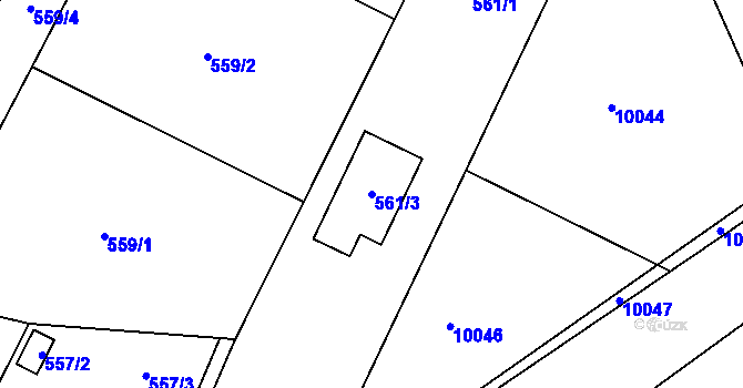 Parcela st. 561/3 v KÚ Zubří, Katastrální mapa