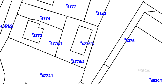 Parcela st. 4775/3 v KÚ Zubří, Katastrální mapa