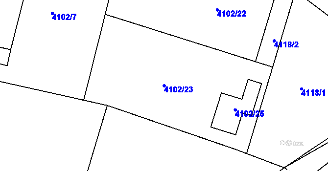Parcela st. 4102/23 v KÚ Zubří, Katastrální mapa