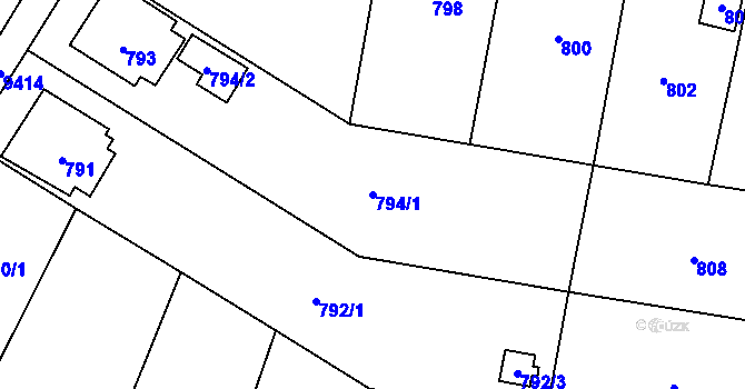 Parcela st. 794/1 v KÚ Zubří, Katastrální mapa