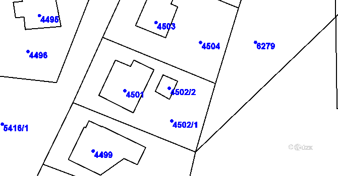 Parcela st. 4502/2 v KÚ Zubří, Katastrální mapa