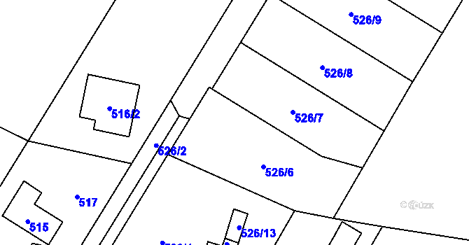Parcela st. 526/4 v KÚ Zubří, Katastrální mapa