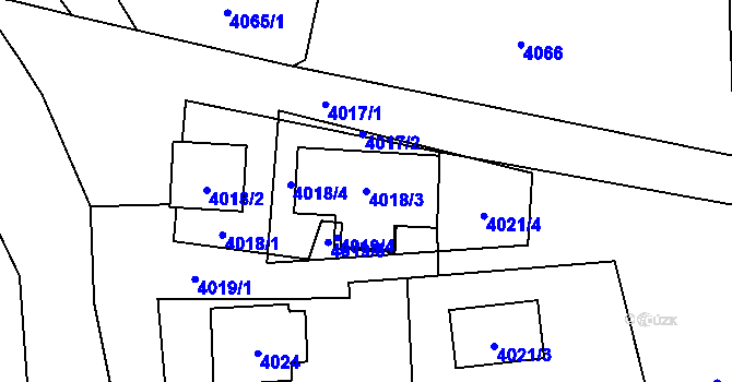 Parcela st. 4018/3 v KÚ Zubří, Katastrální mapa