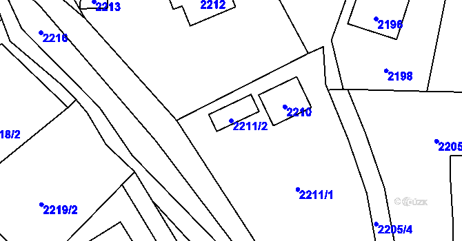 Parcela st. 2211/2 v KÚ Zubří, Katastrální mapa