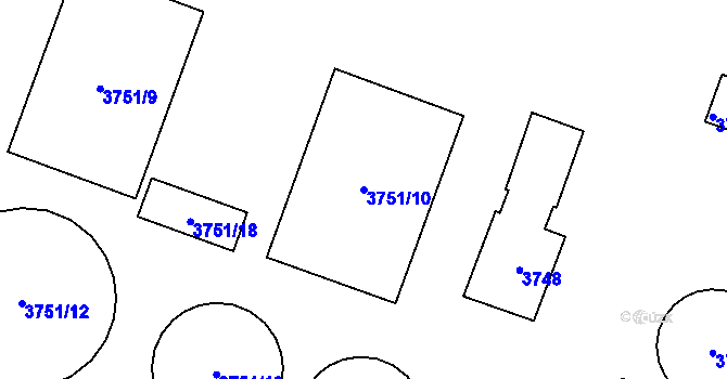 Parcela st. 3751/10 v KÚ Zubří, Katastrální mapa