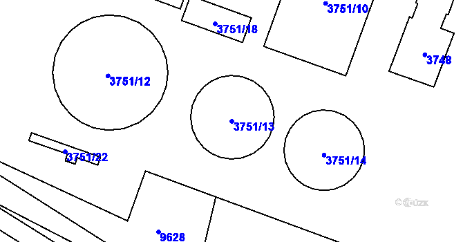 Parcela st. 3751/13 v KÚ Zubří, Katastrální mapa