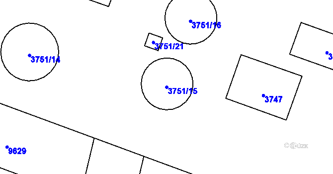 Parcela st. 3751/15 v KÚ Zubří, Katastrální mapa