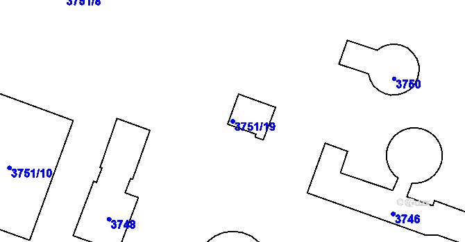 Parcela st. 3751/19 v KÚ Zubří, Katastrální mapa