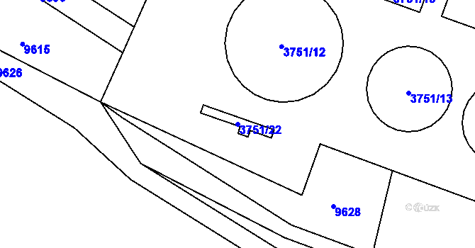 Parcela st. 3751/22 v KÚ Zubří, Katastrální mapa