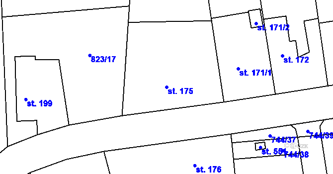 Parcela st. 175 v KÚ Zvánovice, Katastrální mapa