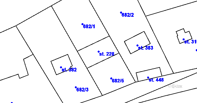 Parcela st. 228 v KÚ Zvánovice, Katastrální mapa