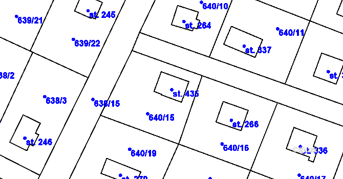 Parcela st. 435 v KÚ Zvánovice, Katastrální mapa