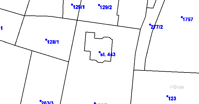 Parcela st. 443 v KÚ Zvánovice, Katastrální mapa