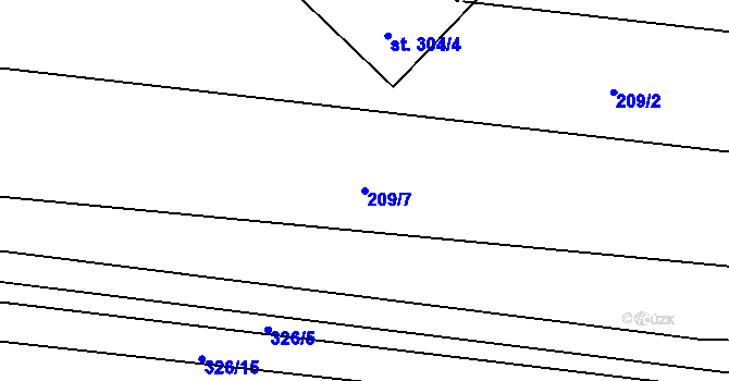 Parcela st. 209/7 v KÚ Zvánovice, Katastrální mapa