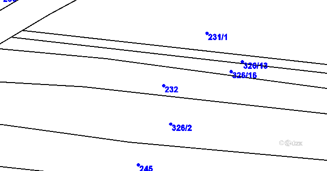 Parcela st. 232 v KÚ Zvánovice, Katastrální mapa