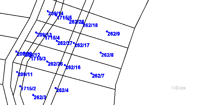 Parcela st. 262/8 v KÚ Zvánovice, Katastrální mapa