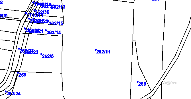 Parcela st. 262/11 v KÚ Zvánovice, Katastrální mapa